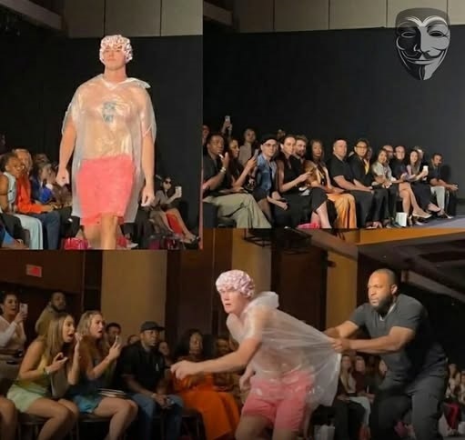 Scandal la New York Fashion Week: un impostor a defilat pe podium într-un sac de gunoi, iar publicul a crezut că este modă de lux